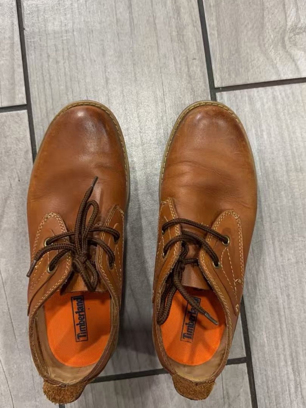 Timberland Men's Brown Leather Chukka Boots with Orange Insole